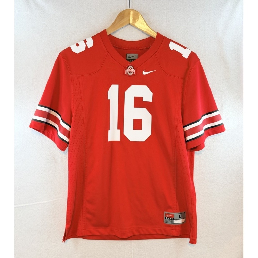 NIKE Team NCAA JT Barrett Ohio State Buckeye Jersey #16 Youth Size L Red
